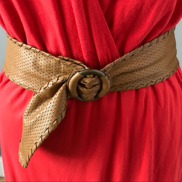 Carmel colored soft leather belt - Picture 3 of 4